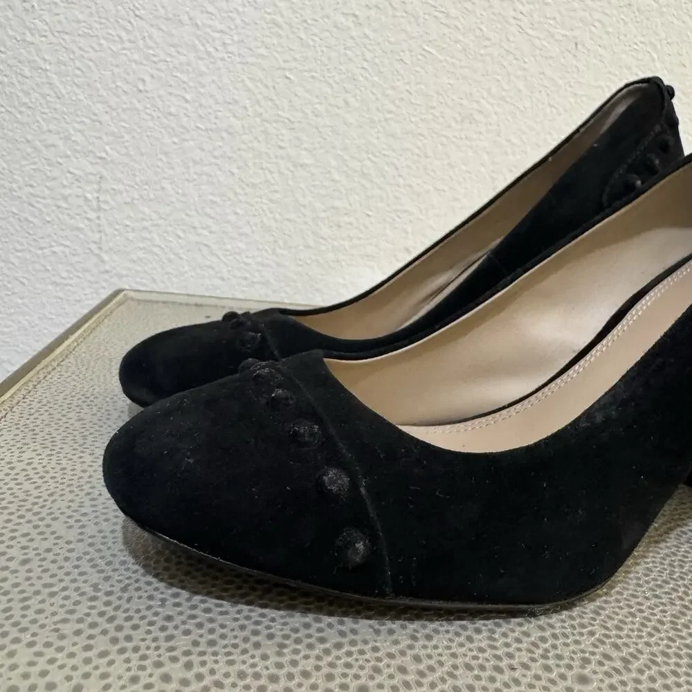 Tory Burch Z4149 Black Colt 85mm Soho Suede Pump Sz 8.5 M